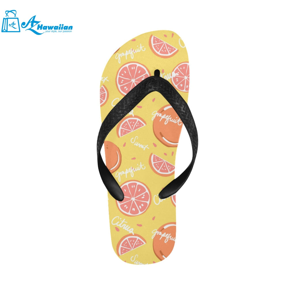 Grapefruit yellow background Unisex Flip Flops