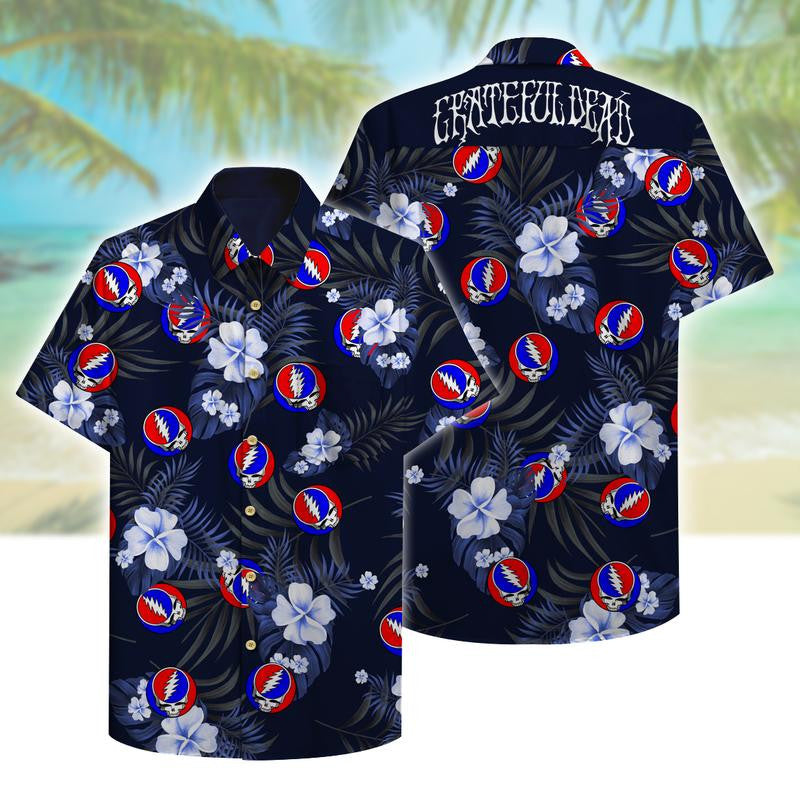 Grateful Dead Ban Logo Hawaiian Graphic Print Short Sleeve 