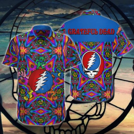 Grateful Dead ,Grateful Dead Music Band Fan Gift Hawaiian Graphic Print Short Sleeve 