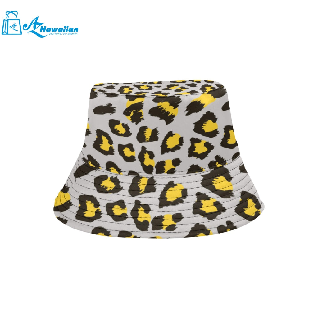 Gray Leopard print pattern Unisex Bucket Hat