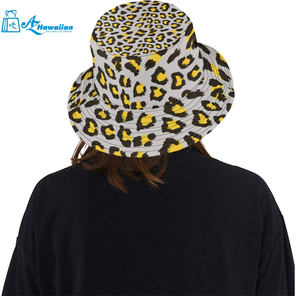 Gray Leopard print pattern Unisex Bucket Hat