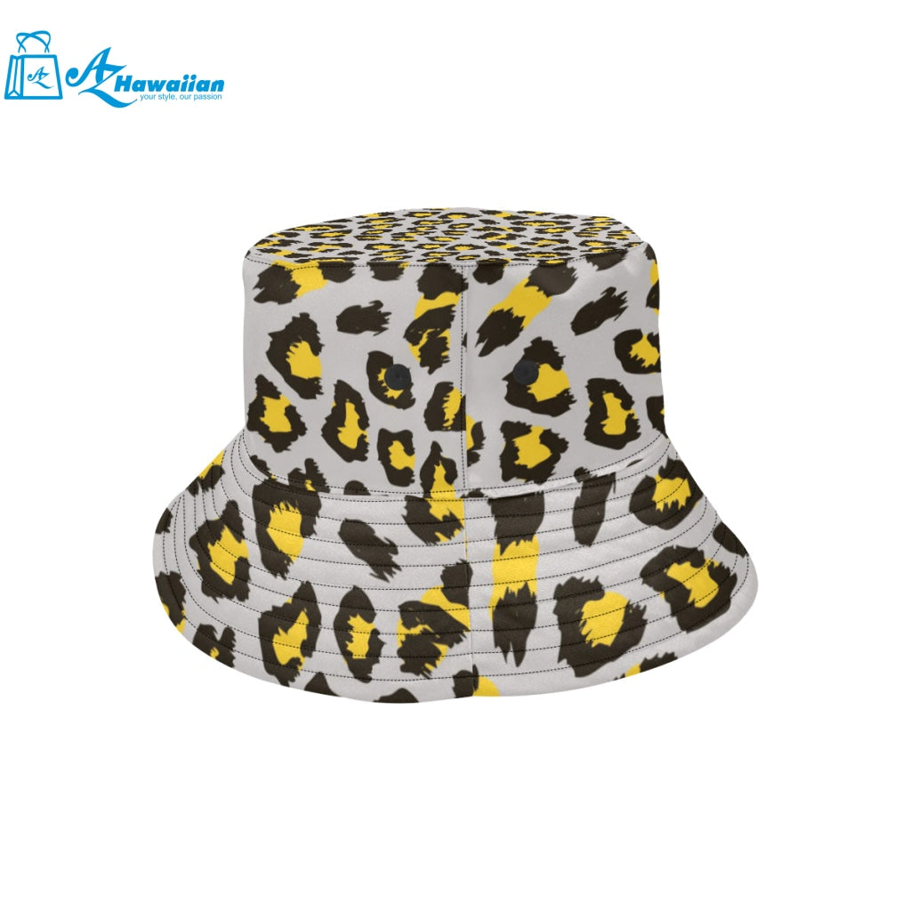 Gray Leopard print pattern Unisex Bucket Hat