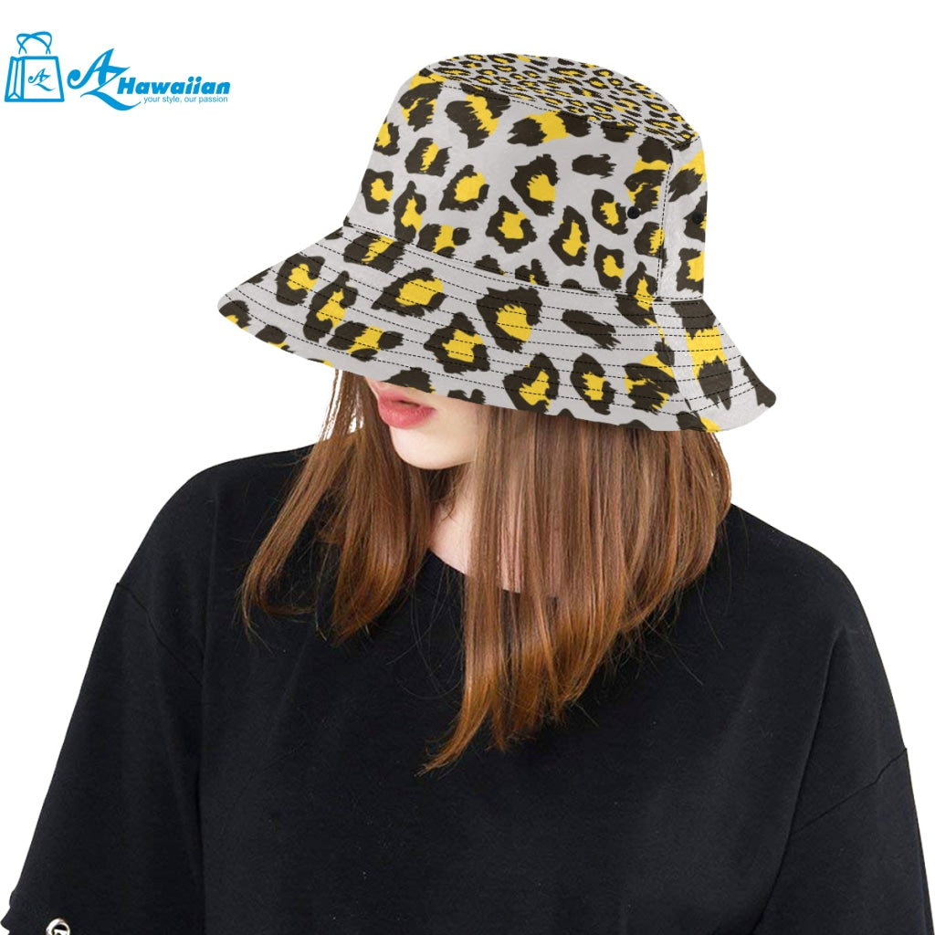 Gray Leopard print pattern Unisex Bucket Hat