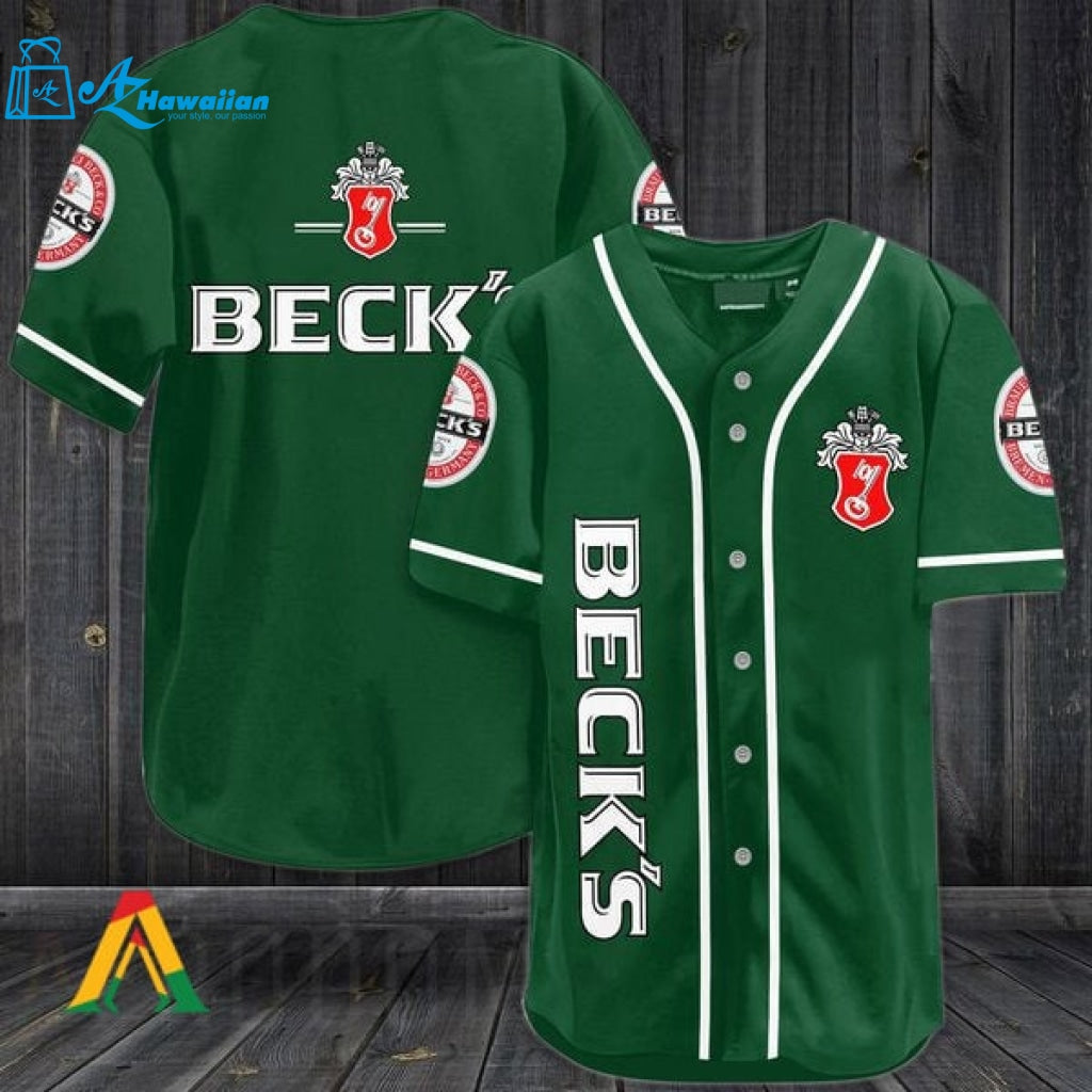 Green Beck's Beer Baseball Jersey