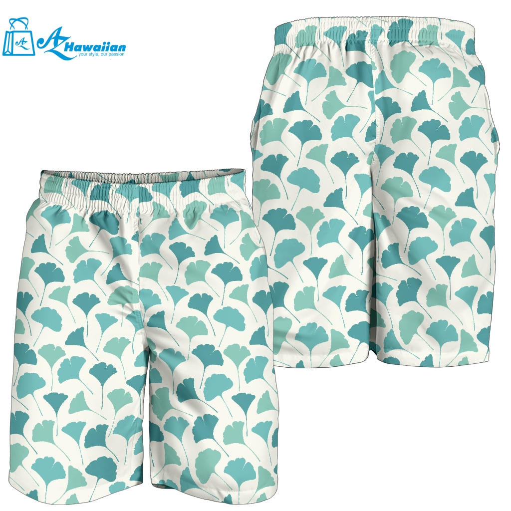 Green Ginkgo Leaves Pattern Men Shorts