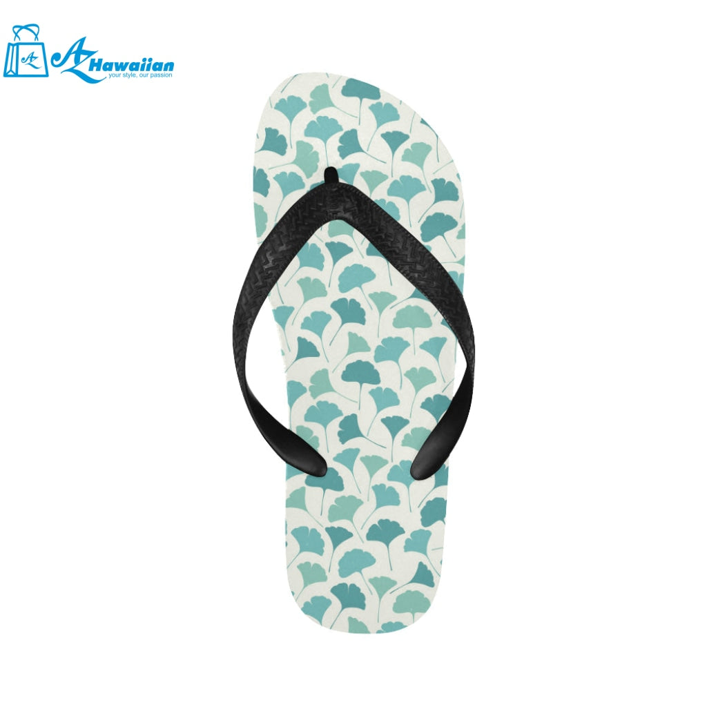 Green ginkgo leaves pattern Unisex Flip Flops