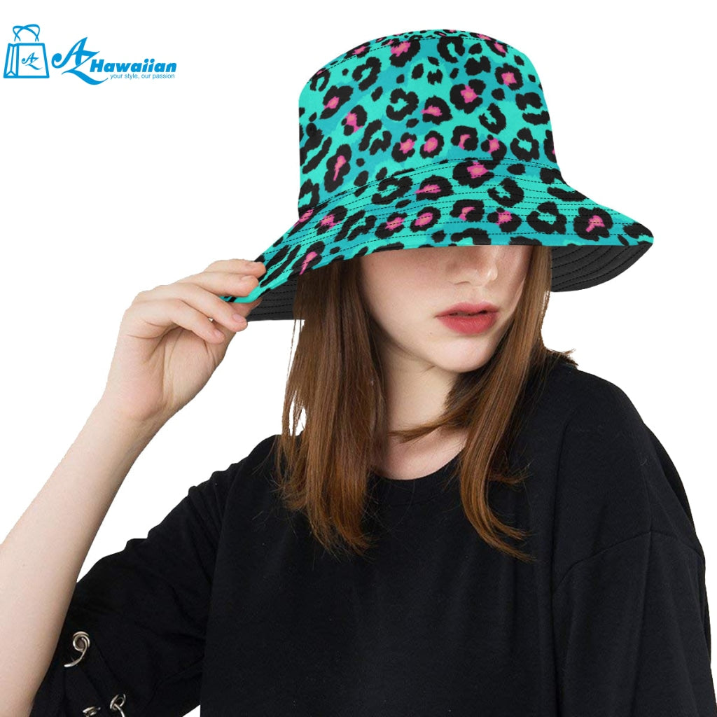 Green leopard skin print pattern Unisex Bucket Hat