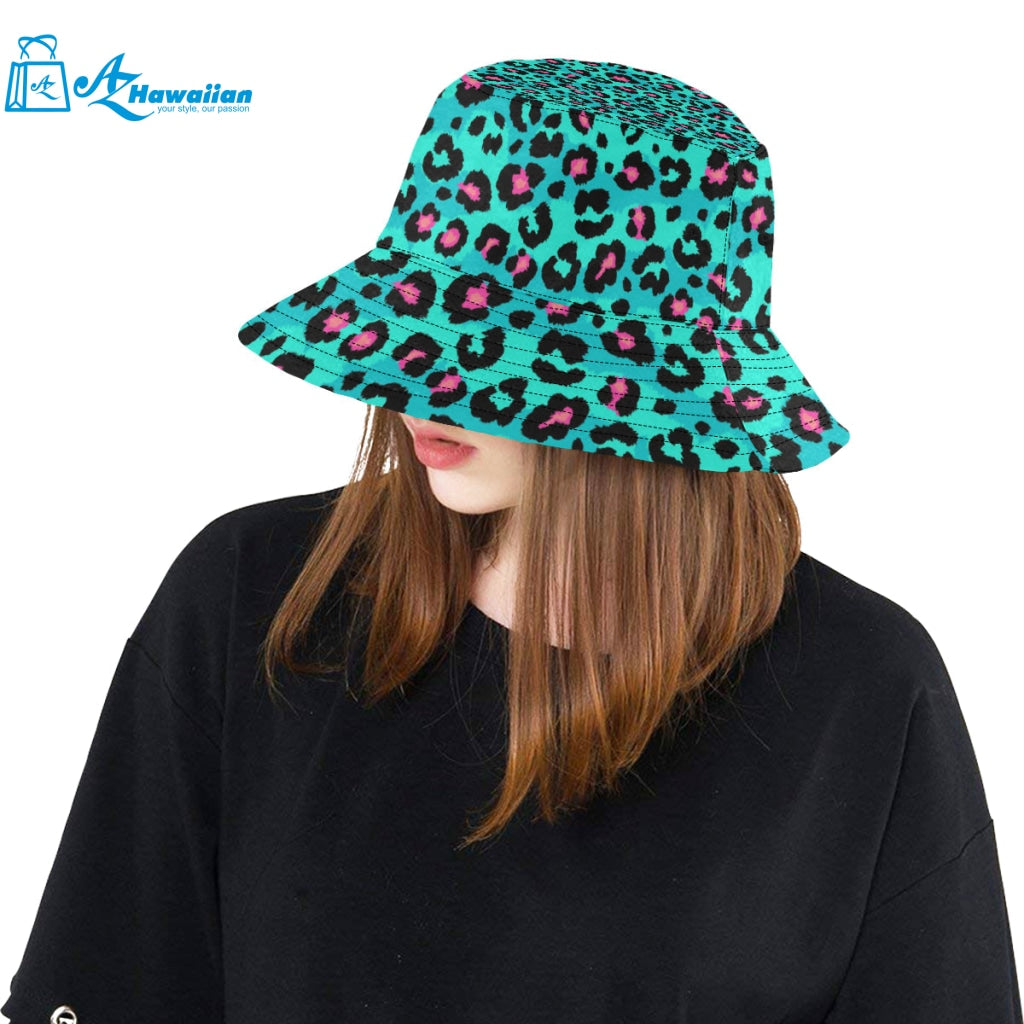 Green leopard skin print pattern Unisex Bucket Hat