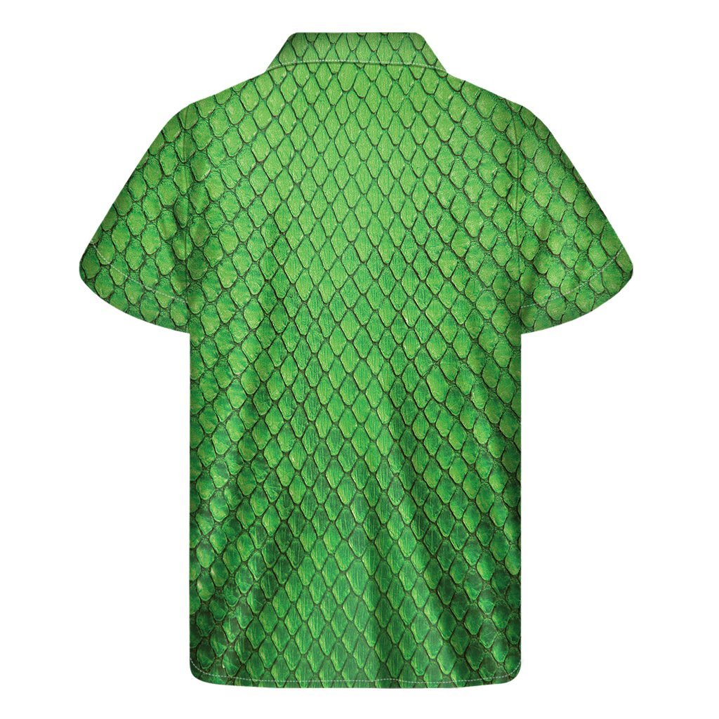 Green Python Snakeskin Print Mens Short Sleeve Shirt Hawaiian