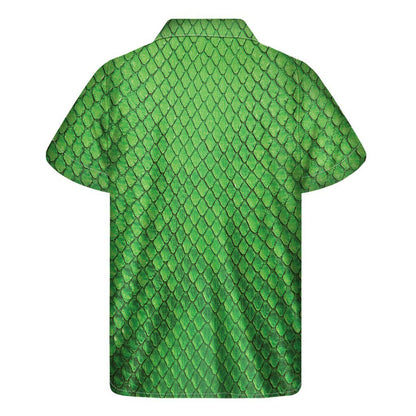Green Python Snakeskin Print Mens Short Sleeve Shirt Hawaiian