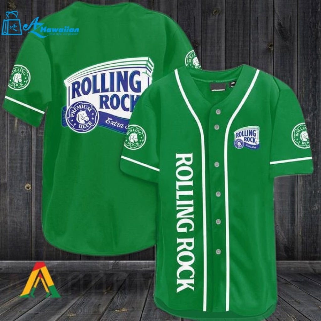 Green Rolling Rock Beer Baseball Jersey