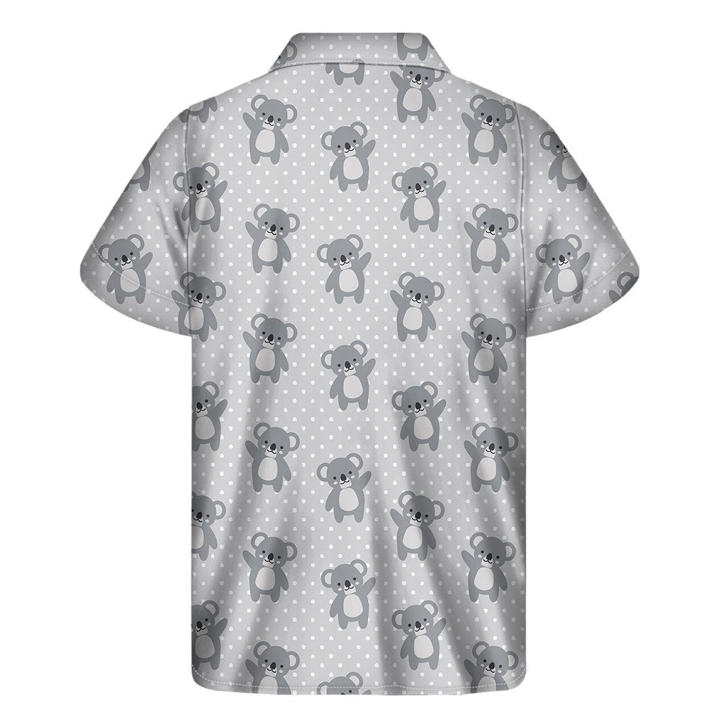 Grey Koala Pattern Print Mens Short Sleeve Shirt Hawaiian
