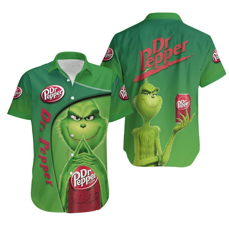 Grinch Dr Pepper Hawaiian Graphic Print Short Sleeve 