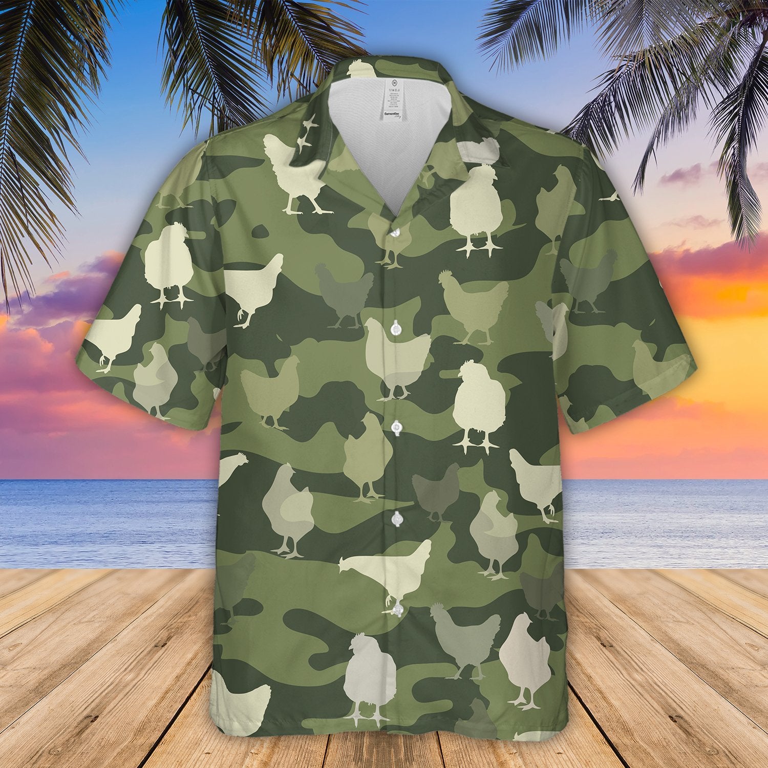 Chicken Camo Beach Shirt 01 Hawaiian