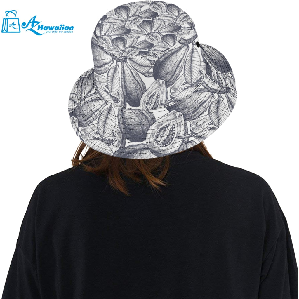 Guava tropical hand drawn pattern Unisex Bucket Hat