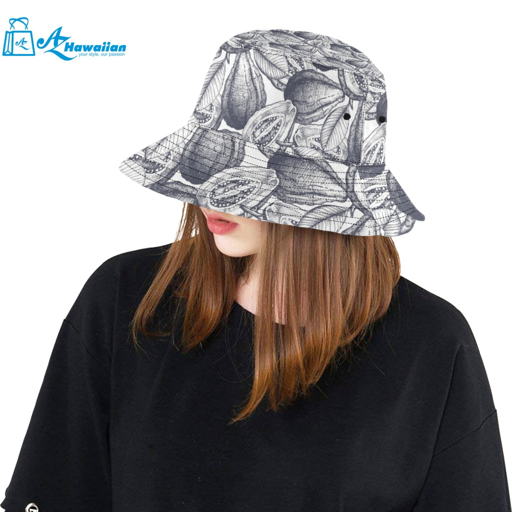 Guava tropical hand drawn pattern Unisex Bucket Hat