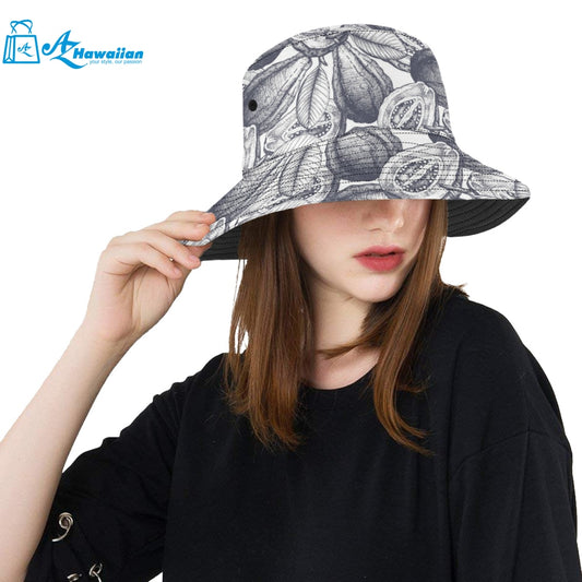 Guava tropical hand drawn pattern Unisex Bucket Hat