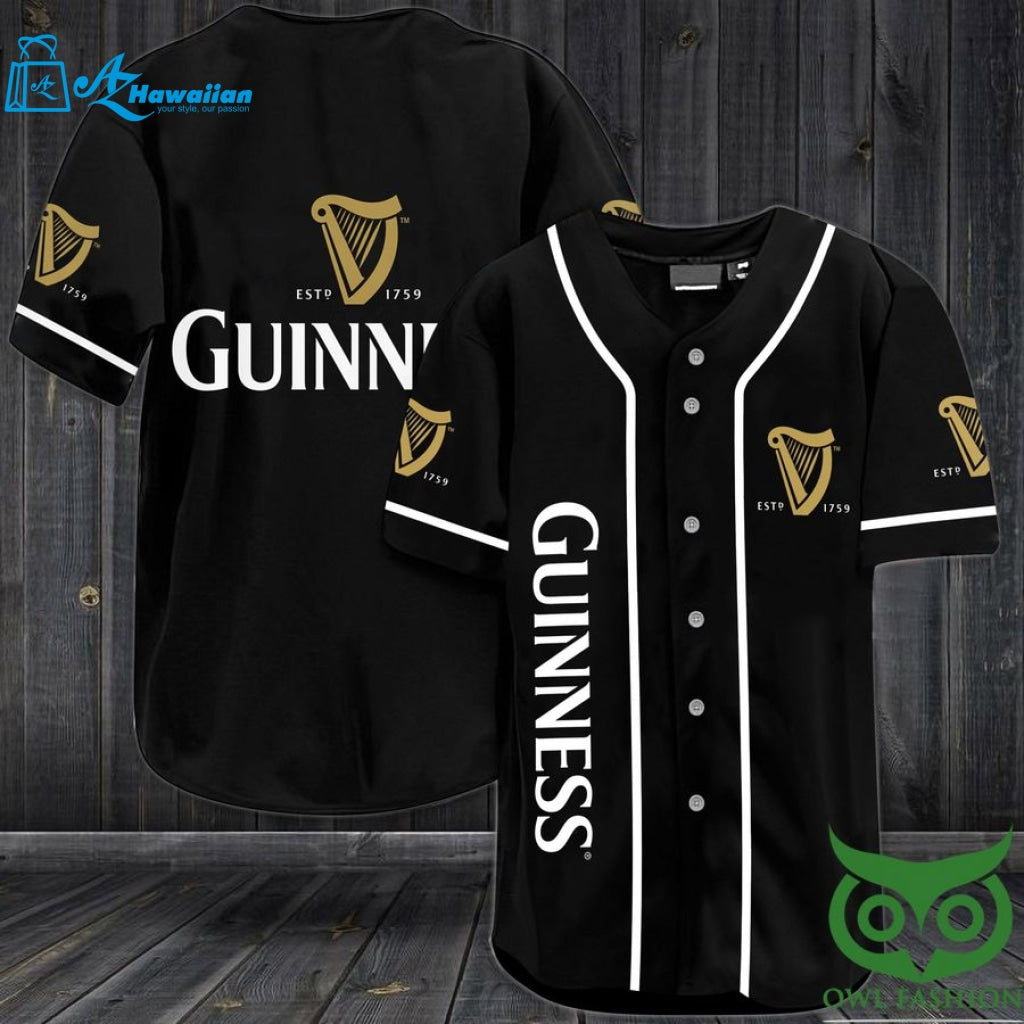 Guinness Irish Beer Logo Baseball Jersey Shirt