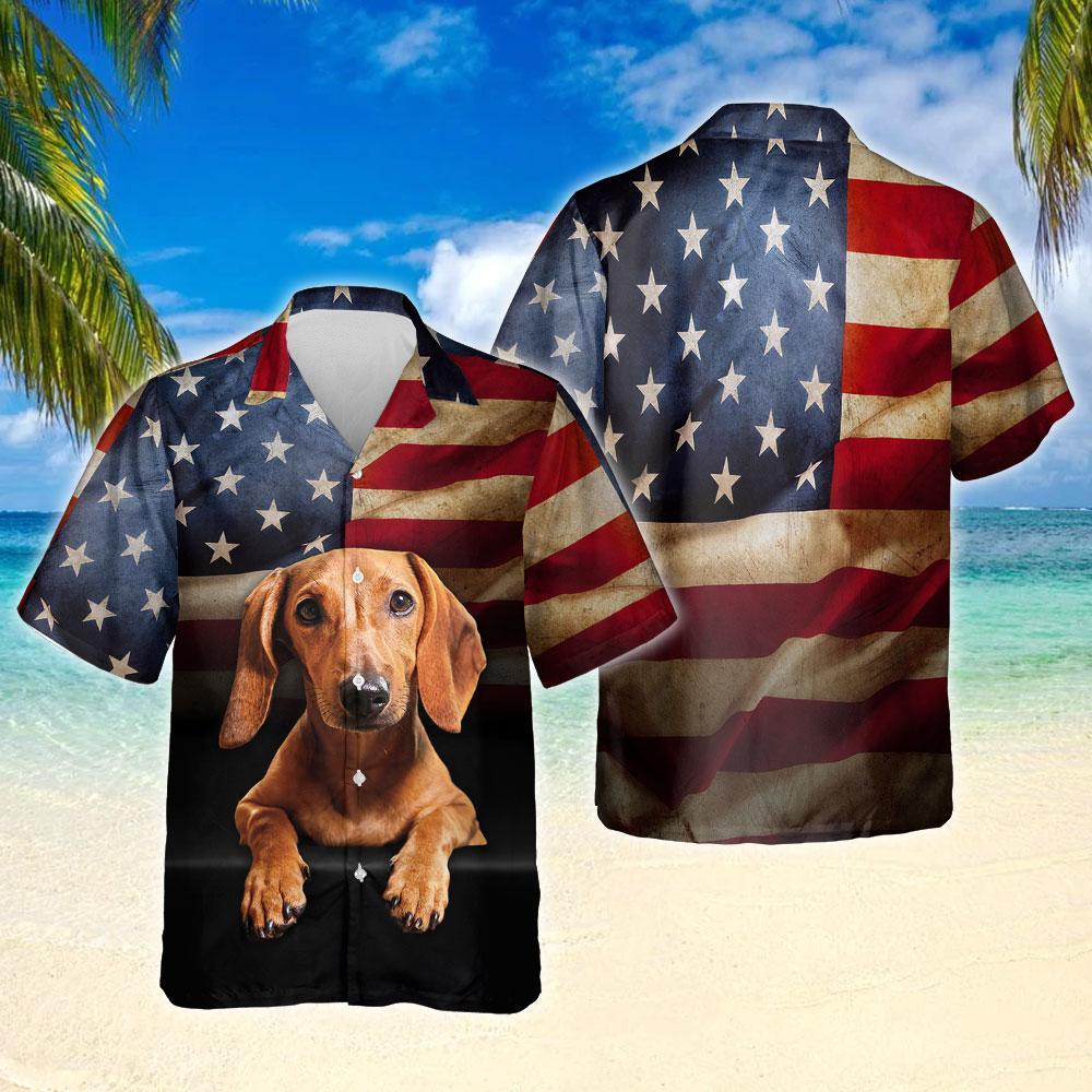 Red Dachshund Shirt Hawaiian