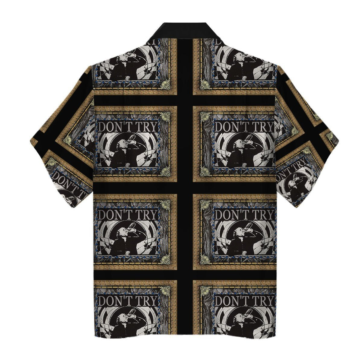 3D Hawaiian Outfit Charles Bukowski Dont Try Black And Gold Shirt