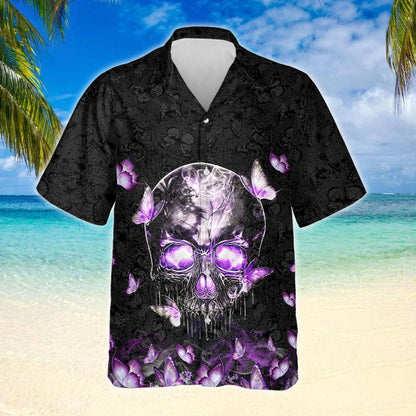 Butterfly Skull Shirt Qnn11Hw Hawaiian