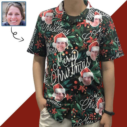 Custom Face Christmas Men's All Over The Print Hawaiian Shirt