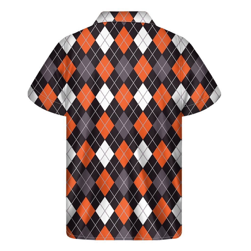 Halloween Argyle Pattern Print Mens Short Sleeve Shirt Hawaiian