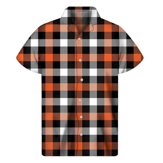 Halloween Buffalo Plaid Pattern Print Mens Short Sleeve Shirt Hawaiian