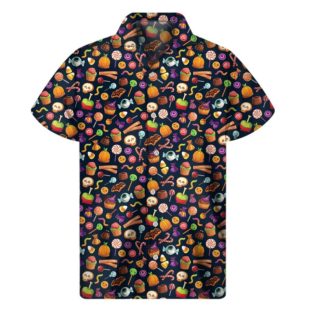 Halloween Candy Pattern Print Mens Short Sleeve Shirt Hawaiian