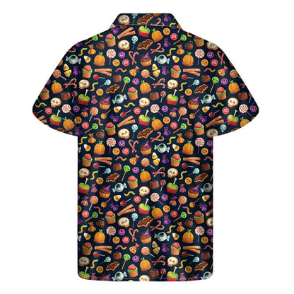 Halloween Candy Pattern Print Mens Short Sleeve Shirt Hawaiian