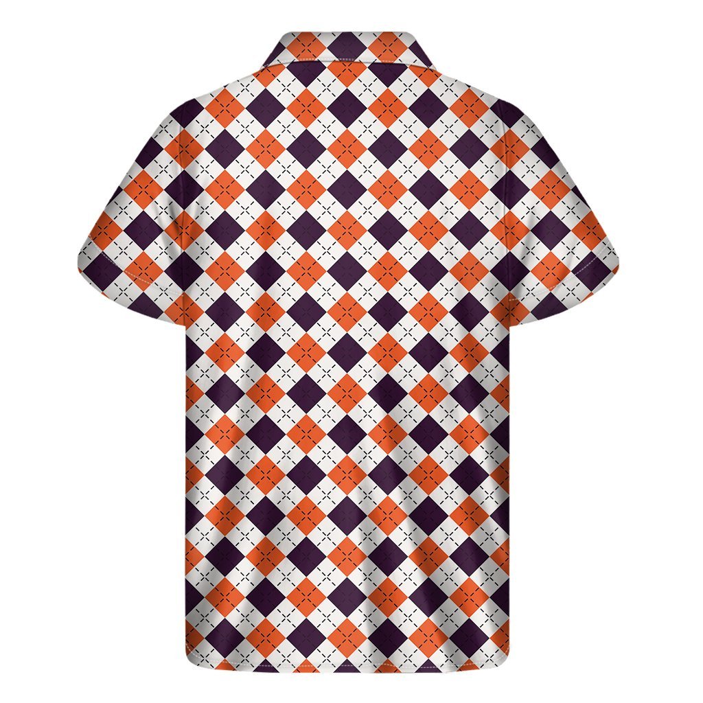 Halloween Checked Pattern Print Mens Short Sleeve Shirt Hawaiian