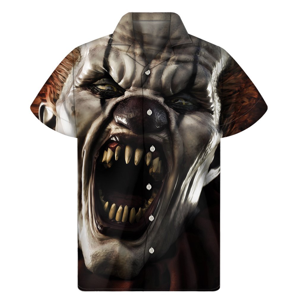 Halloween Clown Print Mens Short Sleeve Shirt Hawaiian