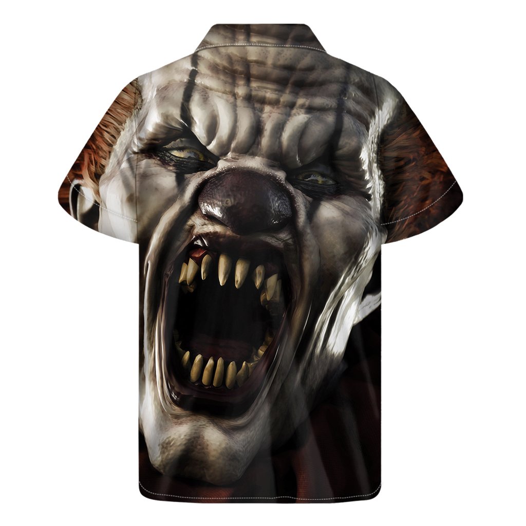 Halloween Clown Print Mens Short Sleeve Shirt Hawaiian