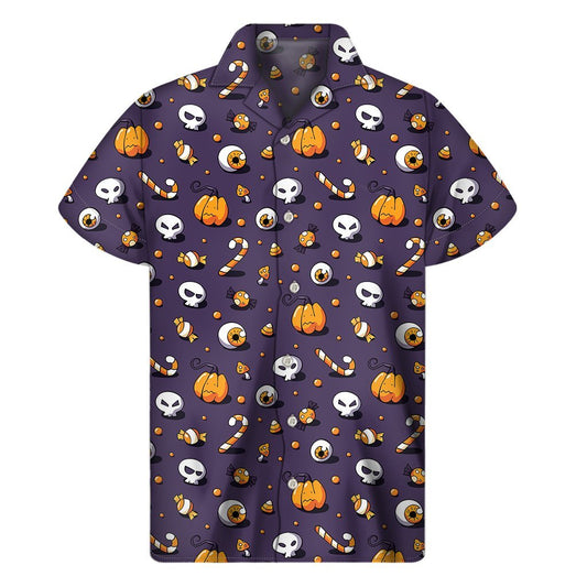 Halloween Eyeball Pattern Print Mens Short Sleeve Shirt Hawaiian