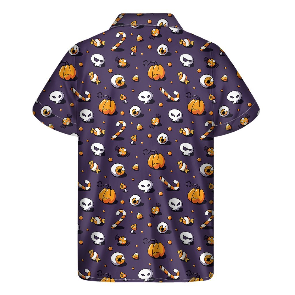 Halloween Eyeball Pattern Print Mens Short Sleeve Shirt Hawaiian