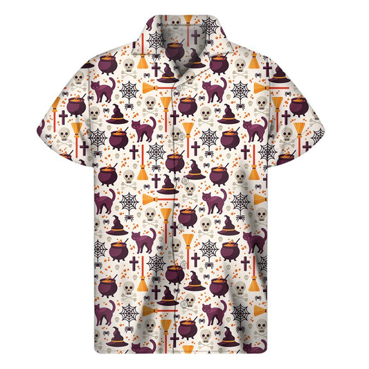 Halloween Festival Pattern Print Mens Short Sleeve Shirt Hawaiian