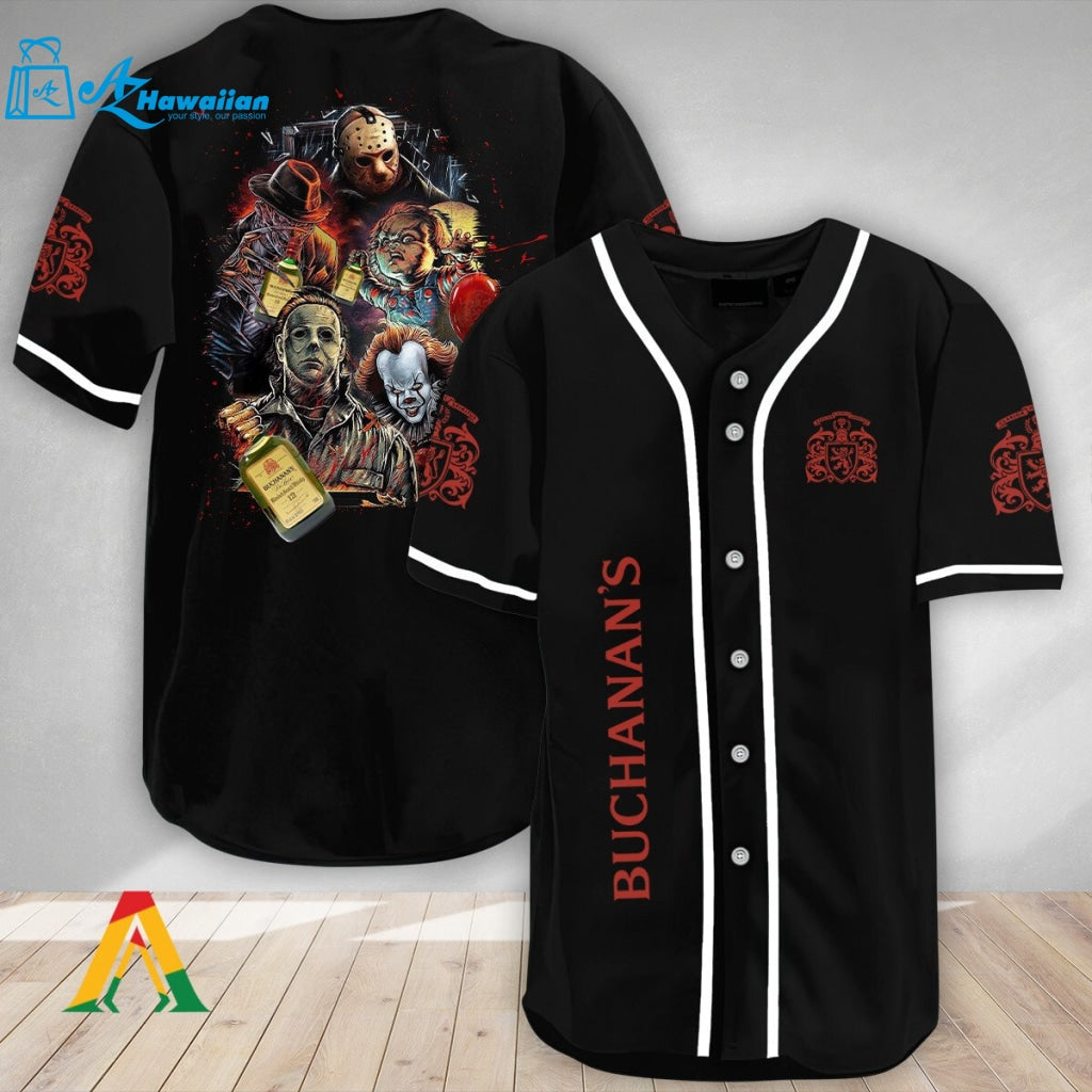 Halloween Horror Characters Buchanan's Whisky Baseball Jersey