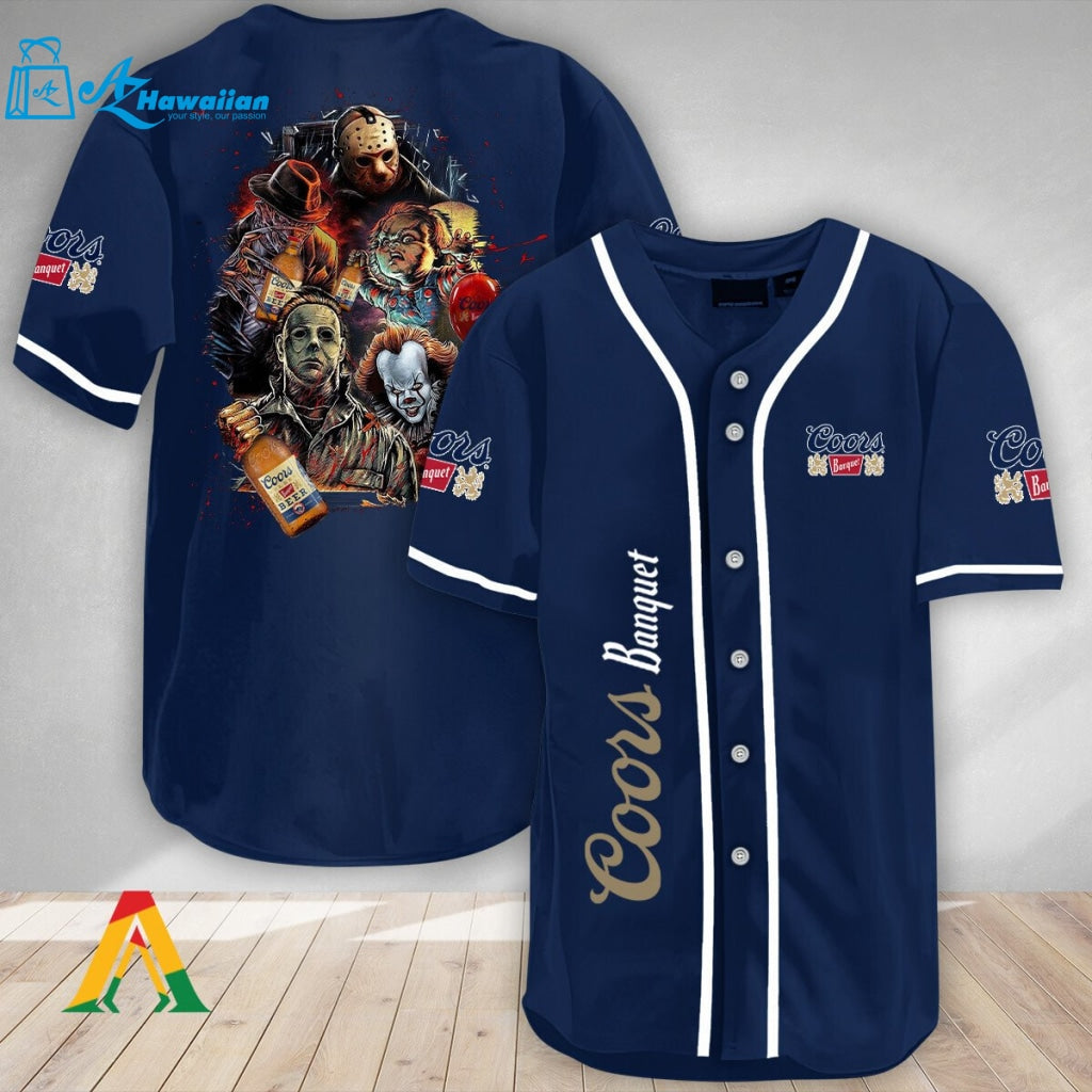 Halloween Horror Characters Coors Banquet Baseball Jersey