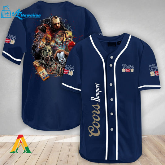 Halloween Horror Characters Coors Banquet Baseball Jersey