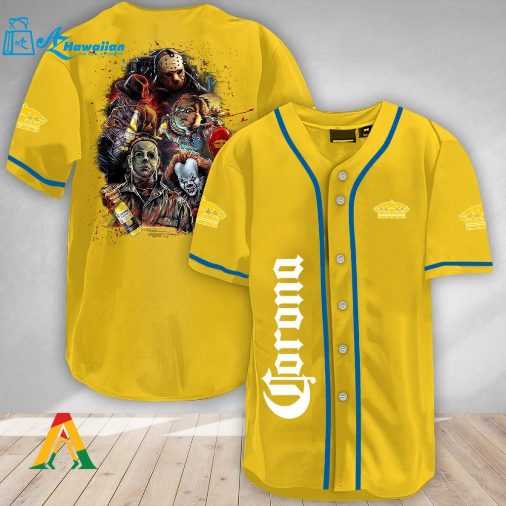 Halloween Horror Characters Corona Extra Baseball Jersey