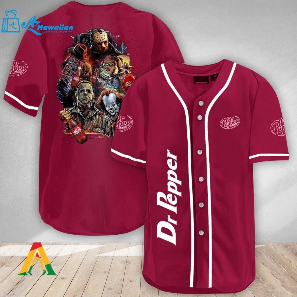 Halloween Horror Characters Dr Pepper Baseball Jersey