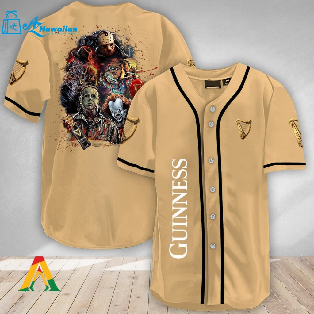 Halloween Horror Characters Guinness Beer Baseball Jersey