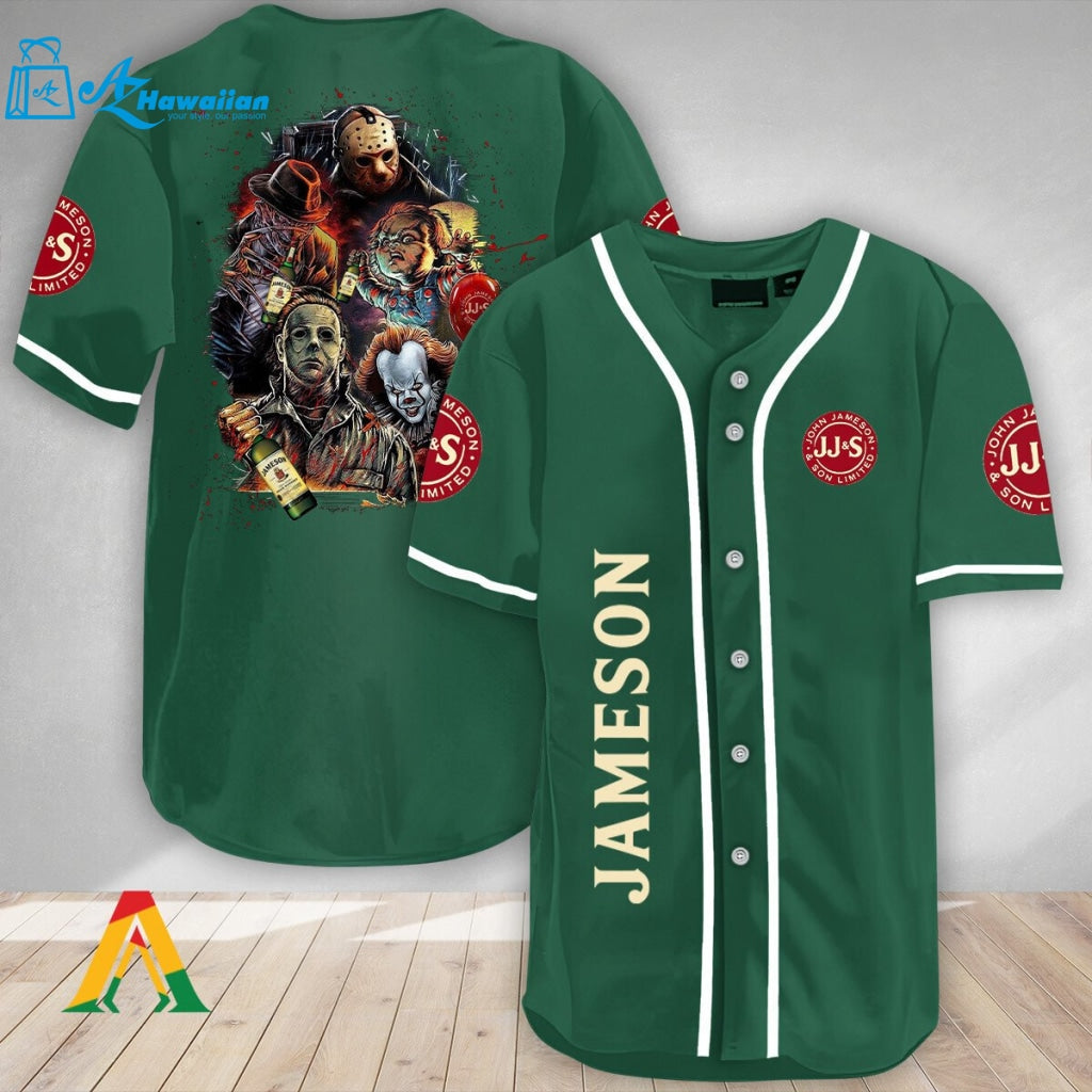 Halloween Horror Characters Jameson Whisky Baseball Jersey