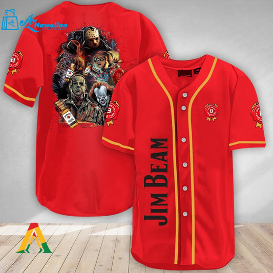 Halloween Horror Characters Jim Beam Baseball Jersey