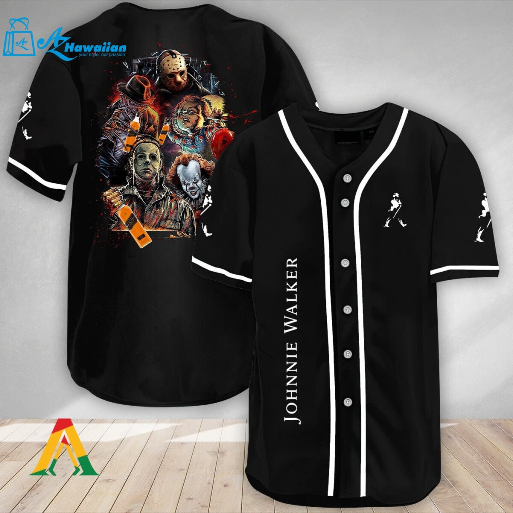 Halloween Horror Characters Johnnie Walker Baseball Jersey