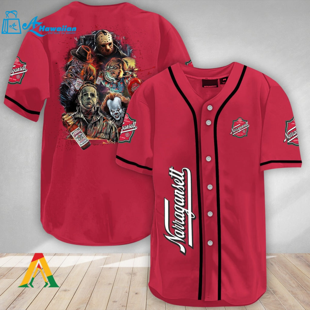 Halloween Horror Characters Narragansett Beer Baseball Jersey