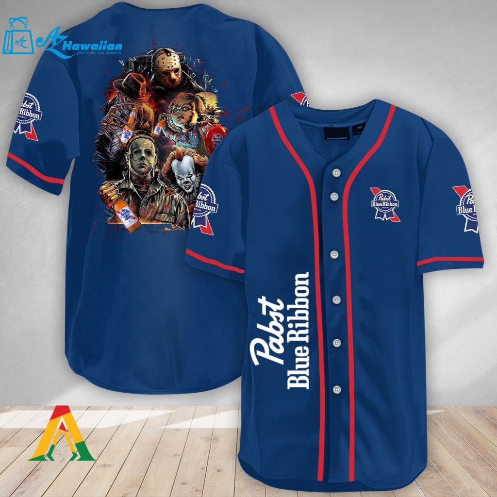 Halloween Horror Characters Pabst Blue Ribbon Baseball Jersey