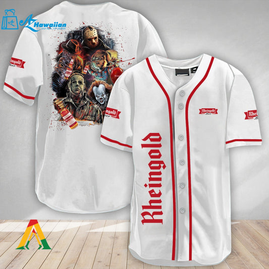 Halloween Horror Characters Rheingold Beer Baseball Jersey