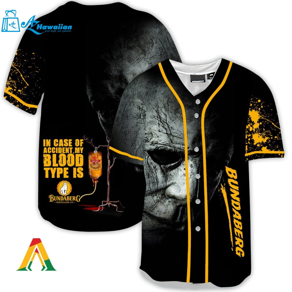 Halloween Horror Michael Myers Bundaberg Rum Baseball Jersey