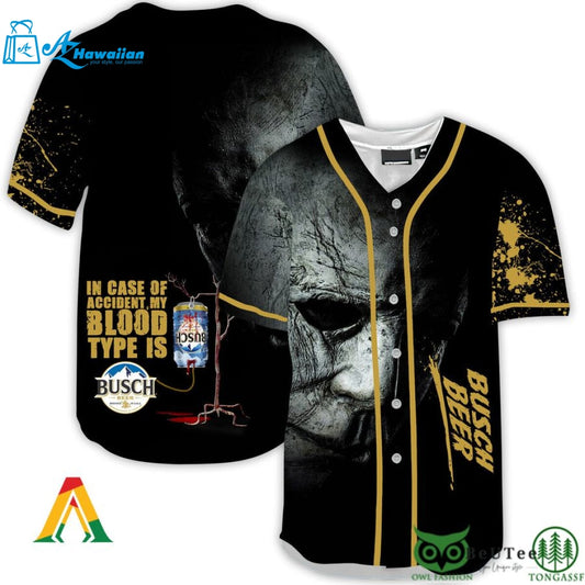 Halloween Horror Michael Myers Busch Beer Baseball Jersey